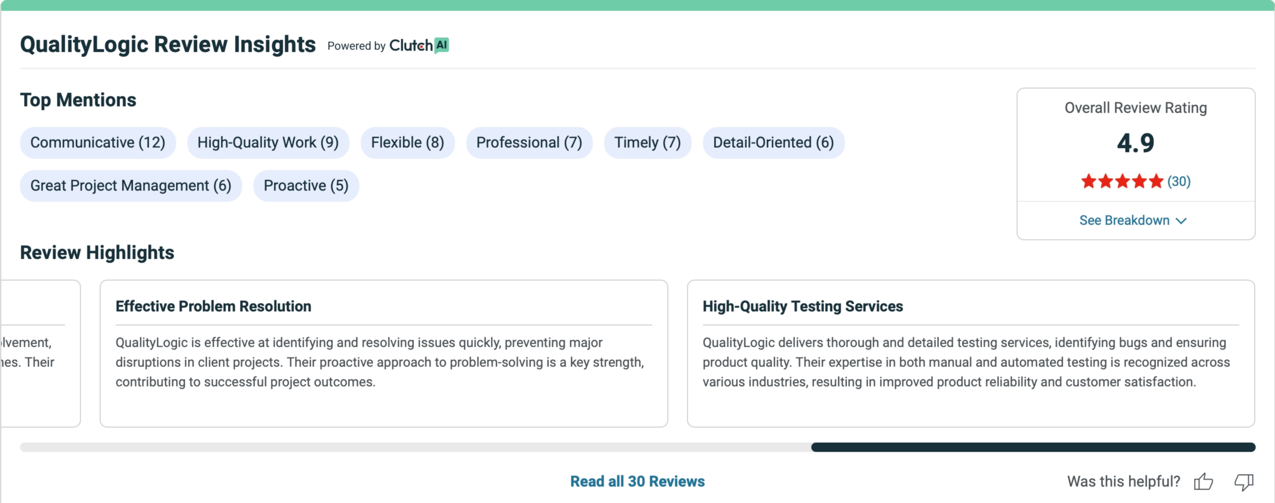 QualityLogic Rating